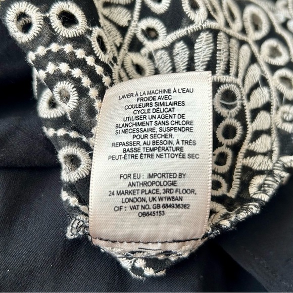 Anthropologie Akemi + Kin Brooke Eyelet Swing Dress Black White Lace Boho Size 4 - Picture 15 of 16